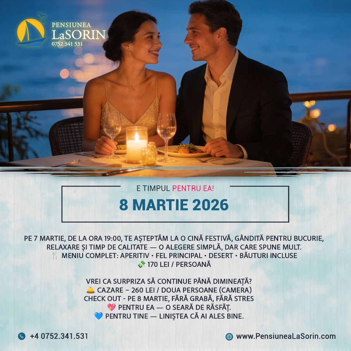 Oferta 8 Martie Murighiol – cină festivă la Pensiunea La Sorin